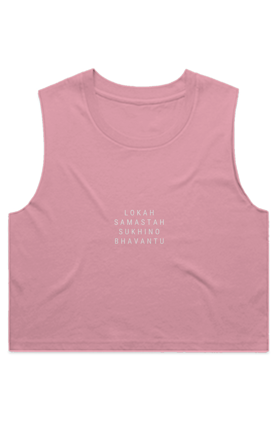 LOKAH SAMASTA SUKHINO BHAVANTU CROP TANK PINK