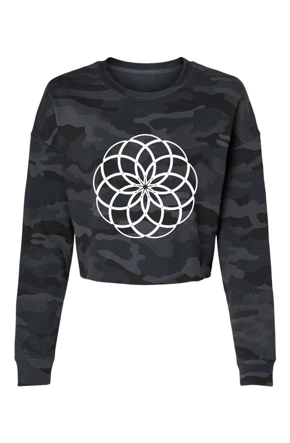Flower of Life Lightweight Camo Cropped Crew