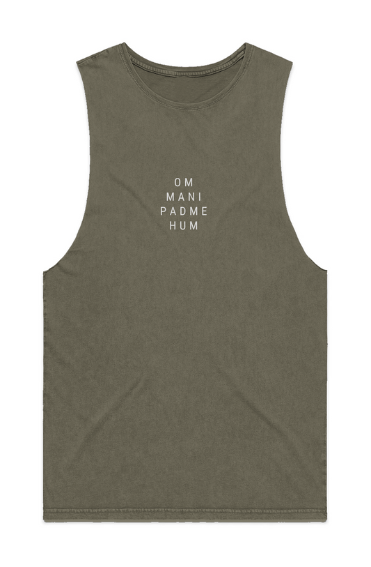 OM MANI PADME HUM STONE WASH TANK