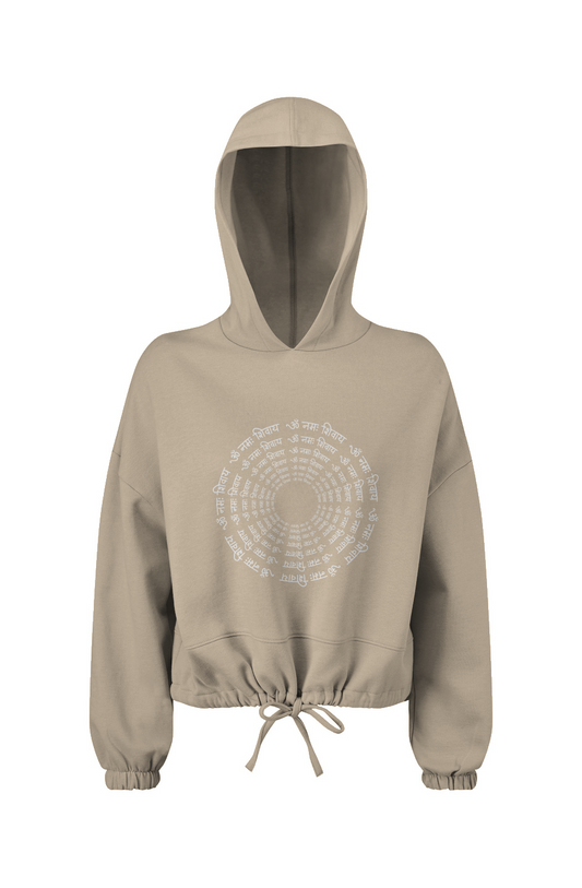 Sanskrit Spiral Ladies' Cropped Hooded Sweatshirt