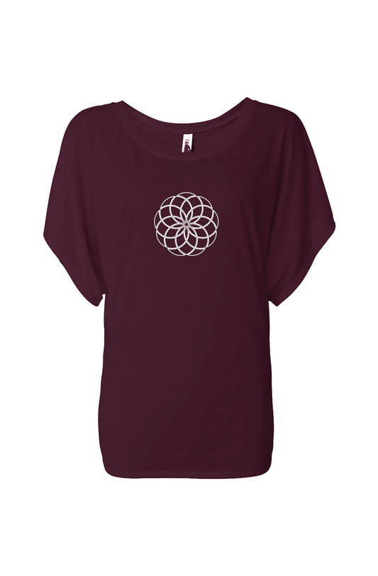 SACRED GEO FLOWY DRAPED TEE